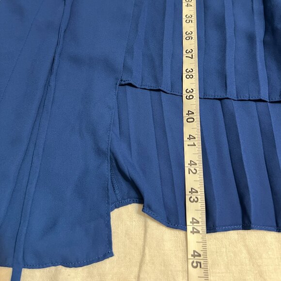 RACHEL Rachel Roy Blue Pleated High-Low Dress Size 6 Sleeveless Belted Lined - Picture 10 of 11